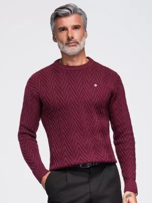 Pánský svetr OMBRE OM-SWSW-0190 BURGUNDY