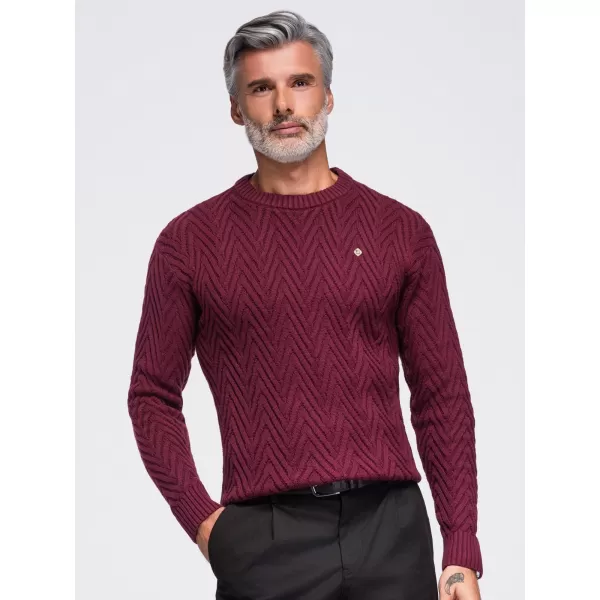  Pánský svetr OMBRE OM-SWSW-0190 BURGUNDY 