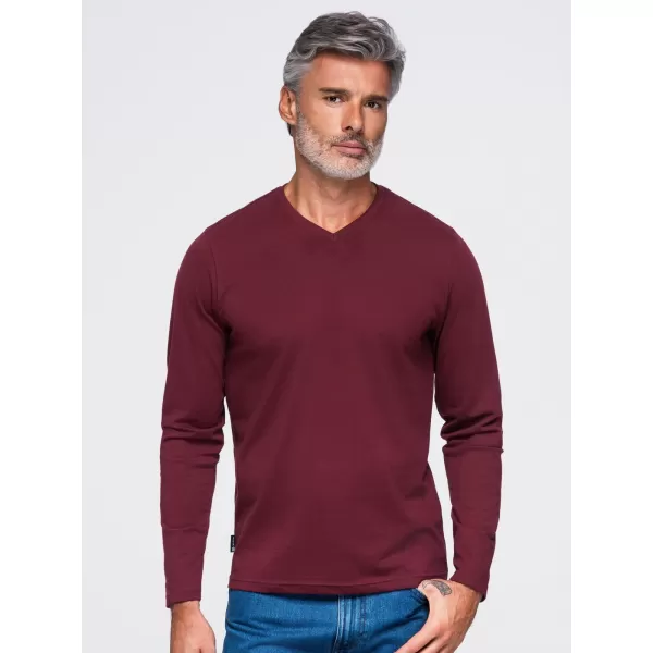  Pánské tričko OMBRE OM-LSBL-0143 BURGUNDY 