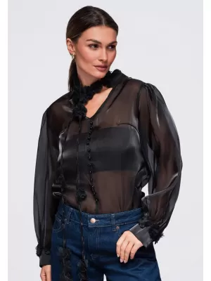 Dámská halenka OMBRE OW-TS-E0086 BLACK