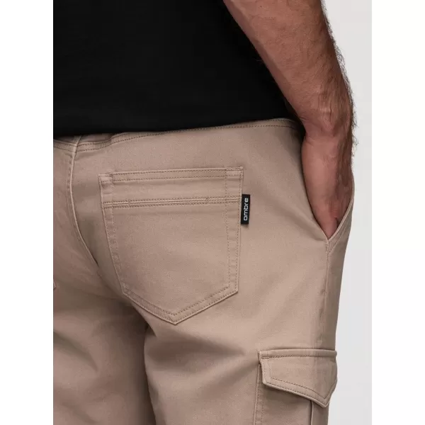  Pánské kalhoty OMBRE OM-PAJO-0290 BEIGE 