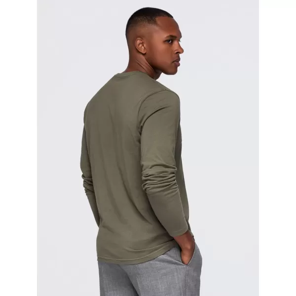  Pánské tričko OMBRE OM-LSBL-0143 DARK OLIVE 