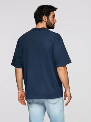 Pánské triko OMBRE OM-TSBC-0291 OFF WHITE/PALE OLIVE/NAVY
