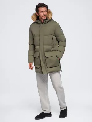 Pánská parka OMBRE OM-JALJ-0310 DARK OLIVE