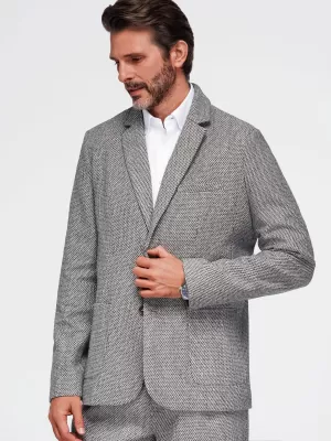 Pánské sako OMBRE OM-BLZB-0130 BROWN MELANGE