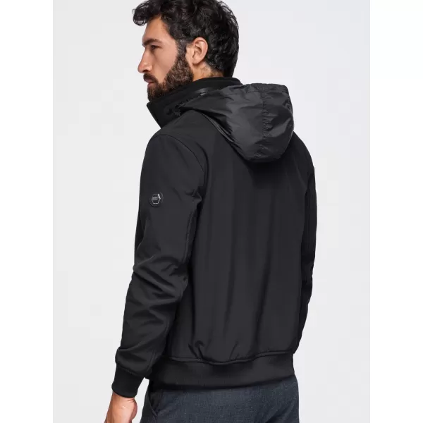  Pánská bunda s kapucí OMBRE OM-JANP-0233 BLACK 