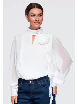 Dámská halenka OMBRE OW-TS-E0085 WHITE