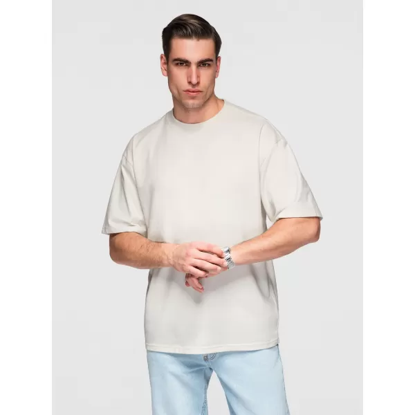  Pánské triko OMBRE OM-TSBC-0291 OFF WHITE/OFF WHITE/BLACK 