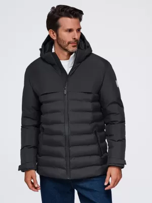 Pánská zimní prošívaná bunda OMBRE OM-JAHP-0305 BLACK