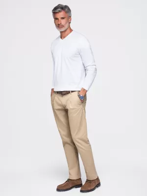 Pánské tričko OMBRE OM-LSBL-0143 WHITE