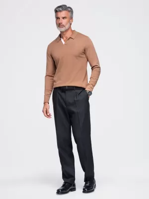 Pánská triko s límečkem OMBRE OM-POLS-0138 LIGHT BROWN