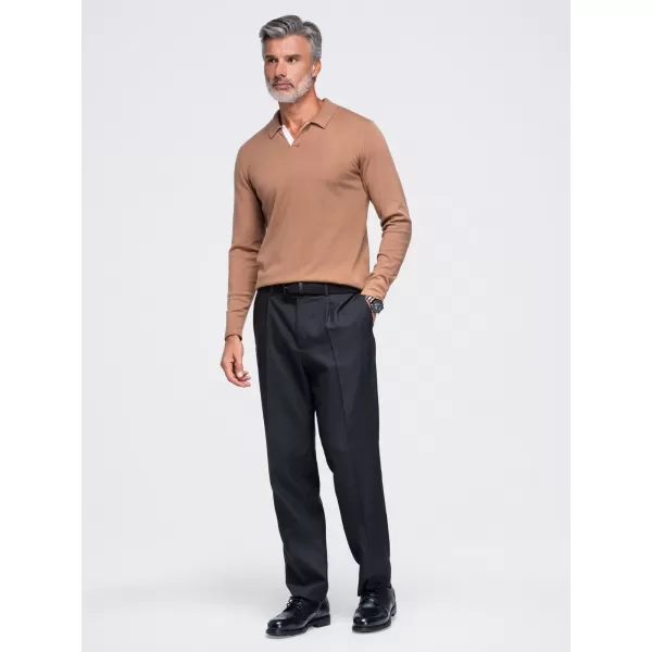  Pánská triko s límečkem OMBRE OM-POLS-0138 LIGHT BROWN 