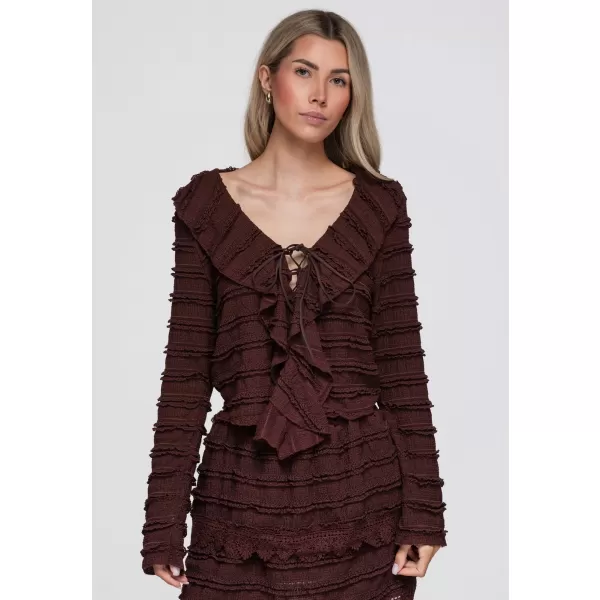  Dámská blůza OMBRE OW-TS-E0067 DARK BROWN 