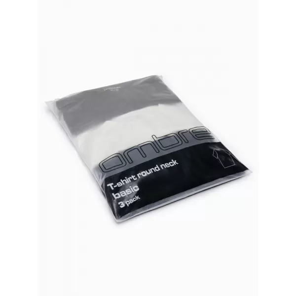  Pánské triko OMBRE OM-TSBC-0291 BLACK/OFF WHITE/PALE OLIVE 