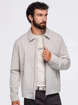 Pánská přechodná bunda OMBRE OM-JANP-0224 GREY-BEIGE
