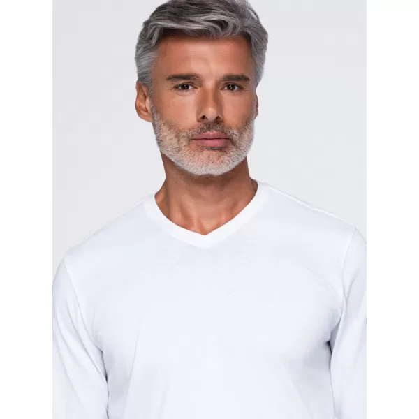  Pánské tričko OMBRE OM-LSBL-0143 WHITE 