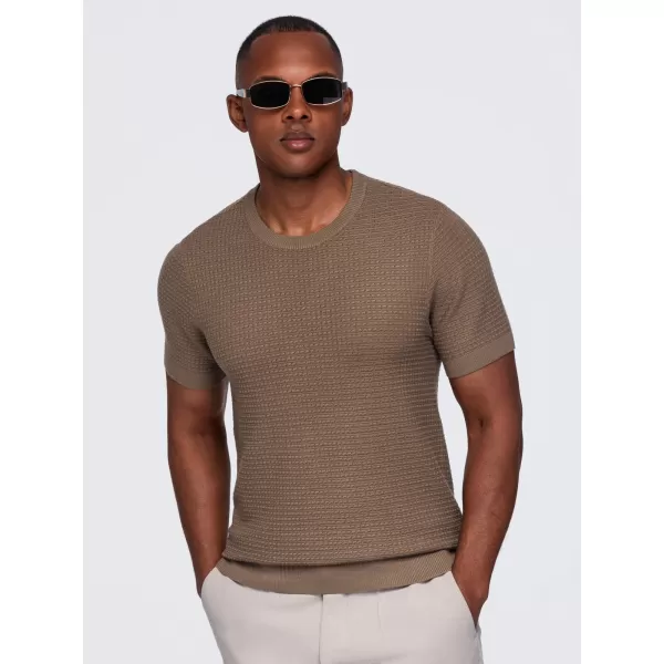  Pánské tričko OMBRE OM-TSCT-0303 LIGHT BROWN 