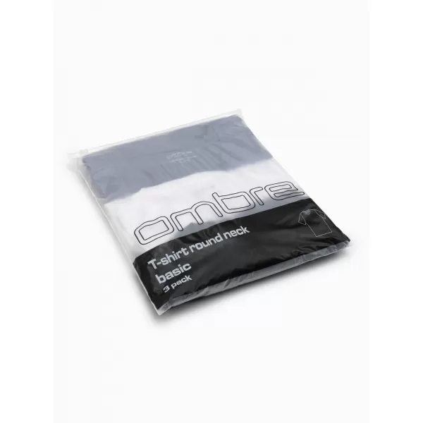  Pánské triko OMBRE OM-TSBS-0268 WHITE/GRAPHITE/BLUE DENIM 