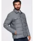 Pánská prošívaná košilová bunda OMBRE OM-JALP-0256 GREY MELANGE