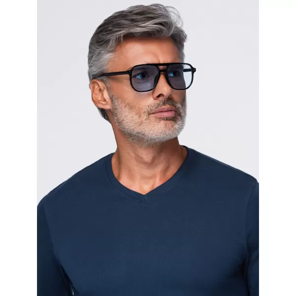  Pánské tričko OMBRE OM-LSBL-0143 NAVY BLUE 