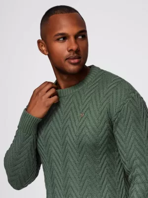 Pánský svetr OMBRE OM-SWSW-0190 MUTED GREEN