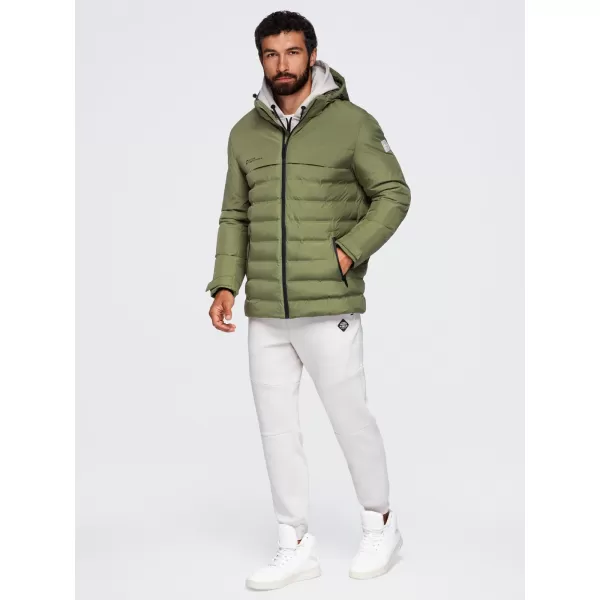  Pánská zimní prošívaná bunda OMBRE OM-JAHP-0305 OLIVE 