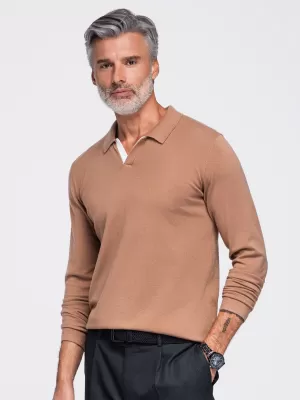 Pánská triko s límečkem OMBRE OM-POLS-0138 LIGHT BROWN