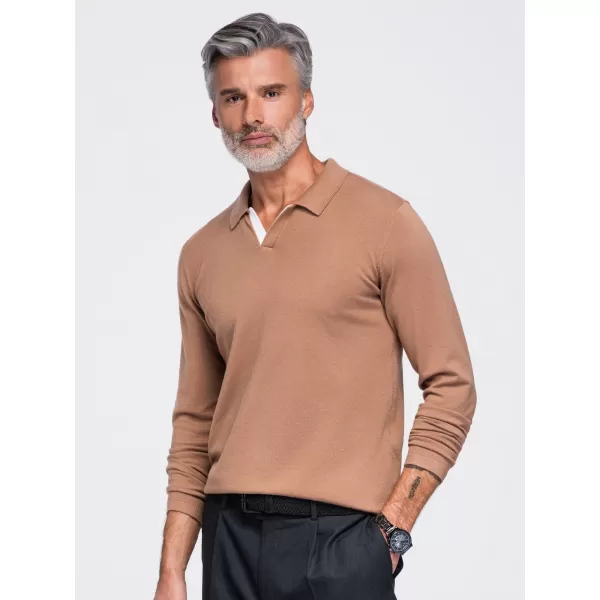 Pánská triko s límečkem OMBRE OM-POLS-0138 LIGHT BROWN 
