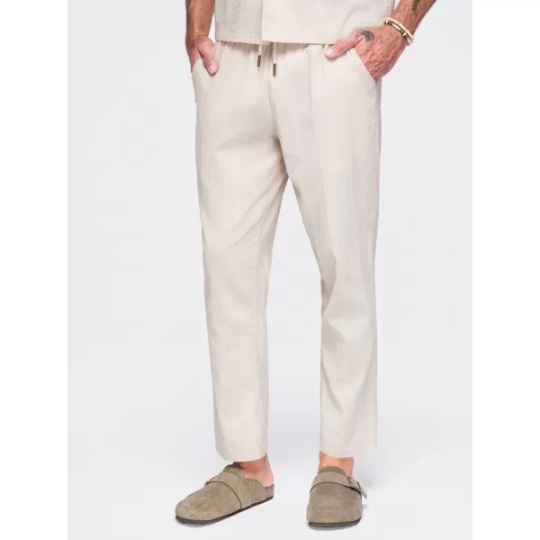  Pánské kalhoty OMBRE OM-PACP-0312 CREAM 