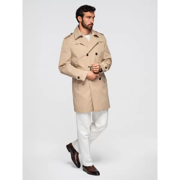  Pánský kabát OMBRE OM-COLC-0146 BEIGE 