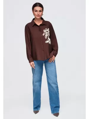 Dámská košile OMBRE OW-SH-E0073 BROWN