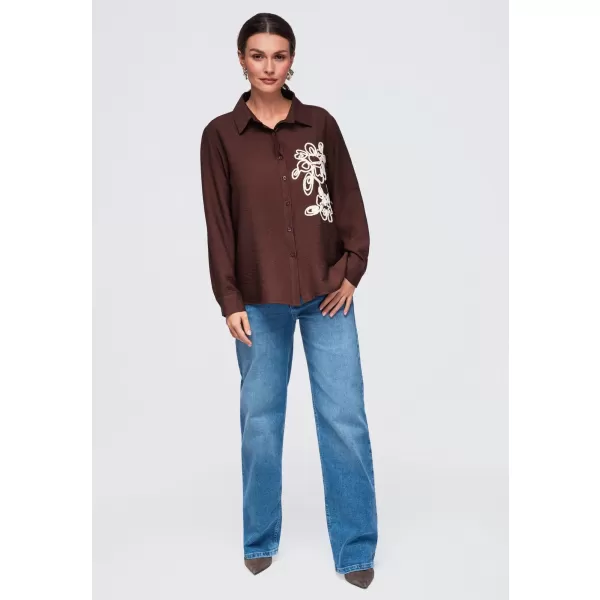  Dámská košile OMBRE OW-SH-E0073 BROWN 