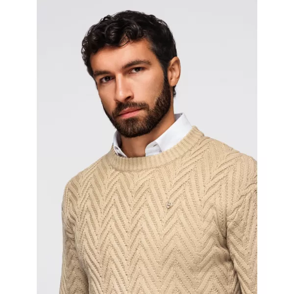  Pánský svetr OMBRE OM-SWSW-0190 SAND 