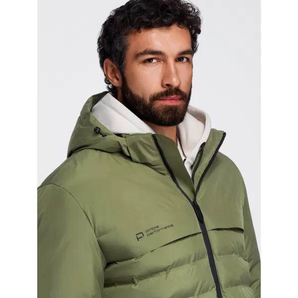  Pánská zimní prošívaná bunda OMBRE OM-JAHP-0305 OLIVE 
