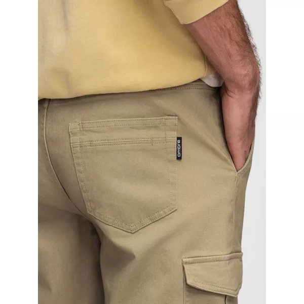  Pánské kalhoty OMBRE OM-PAJO-0290 KHAKI 