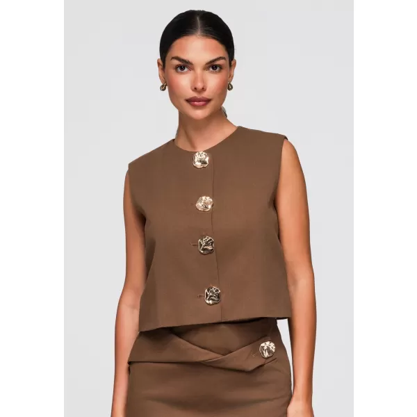  Dámský kabát OMBRE OW-VE-E0006 BROWN 
