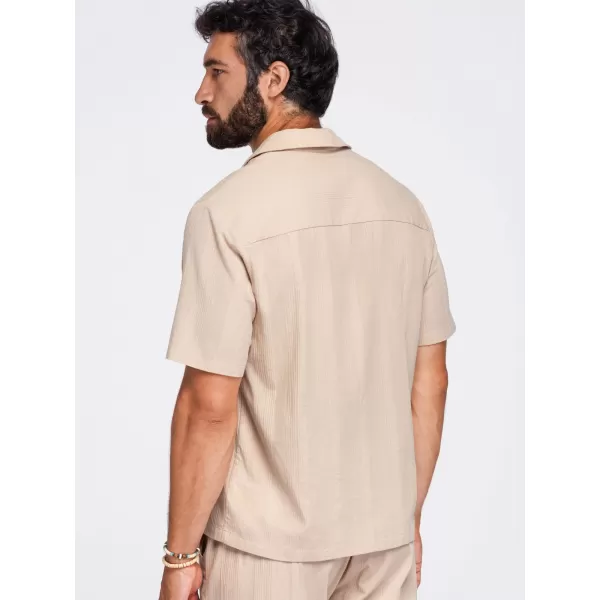  Pánská košile OMBRE OM-SHSS-0221 LIGHT BROWN 