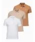 Pánské triko s límečkem OMBRE OM-POBS-0171 WHITE/WHITE/LIGHT BROWN