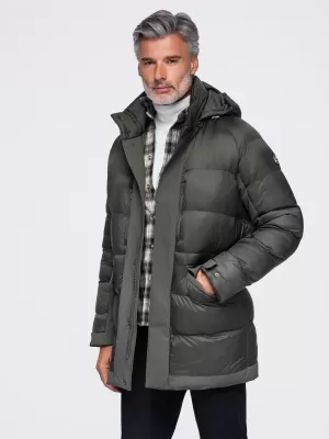 Pánská zimní bunda OMBRE OM-JALJ-0263 DARK OLIVE