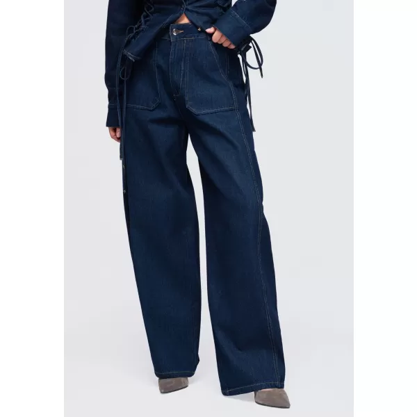  Dámské kalhoty OMBRE OW-PA-E0017 DARK BLUE 