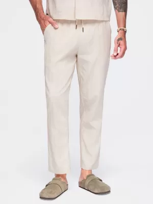 Pánské kalhoty OMBRE OM-PACP-0312 CREAM