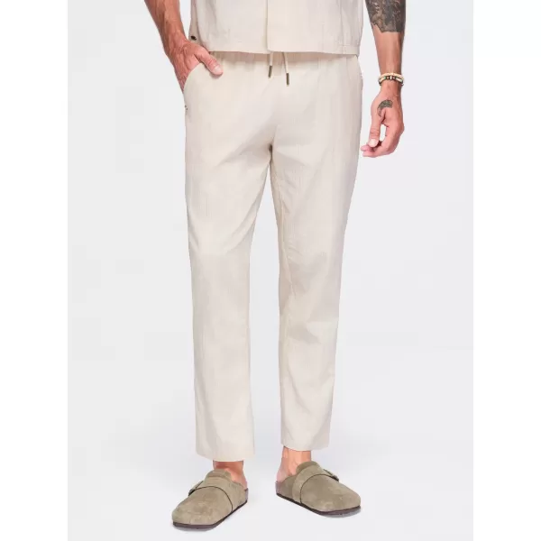  Pánské kalhoty OMBRE OM-PACP-0312 CREAM 