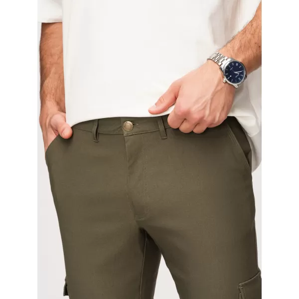  Pánské kalhoty OMBRE P1515 DARK OLIVE GREEN 