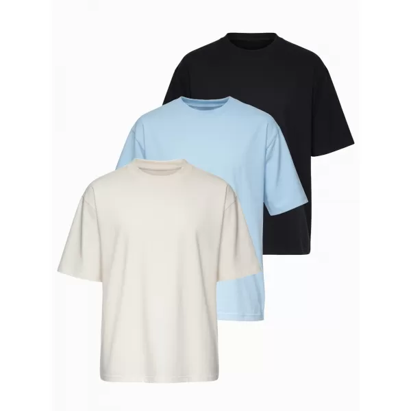  Pánské triko OMBRE OM-TSBC-0291 BLACK/LIGHT BLUE/OFF WHITE 