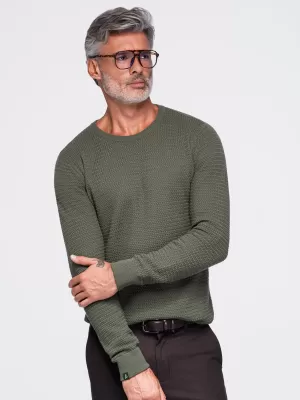 Pánský svetr OMBRE OM-SWSW-0119 OLIVE