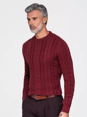 Pánský svetr OMBRE OM-SWSW-0191 BURGUNDY