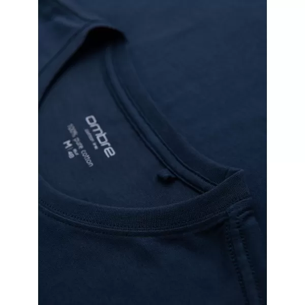  Pánské tričko OMBRE OM-LSBL-0142 NAVY BLUE 