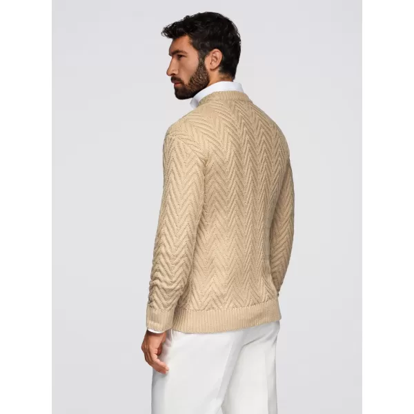  Pánský svetr OMBRE OM-SWSW-0190 SAND 