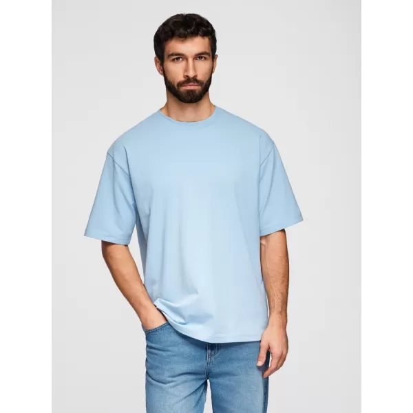  Pánské triko OMBRE OM-TSBC-0291 BLACK/LIGHT BLUE/OFF WHITE 