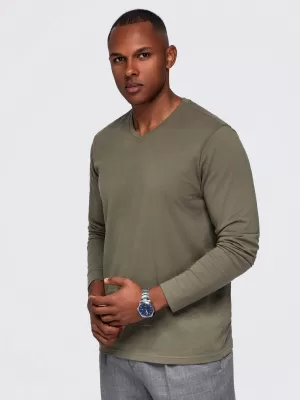 Pánské tričko OMBRE OM-LSBL-0143 DARK OLIVE